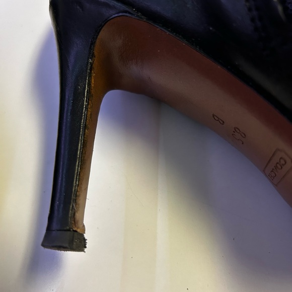 COACH Susette Black Leather Boots Stiletto Heels Womens 8.5 Like New - Picture 10 of 16